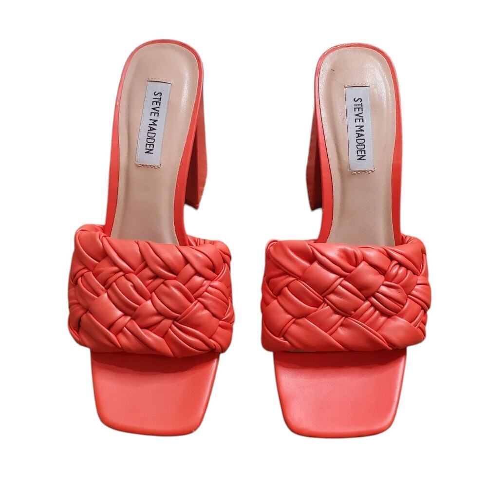 Steve Madden Leilani Red Block‎ Heel Woven Mule Size: 8.5